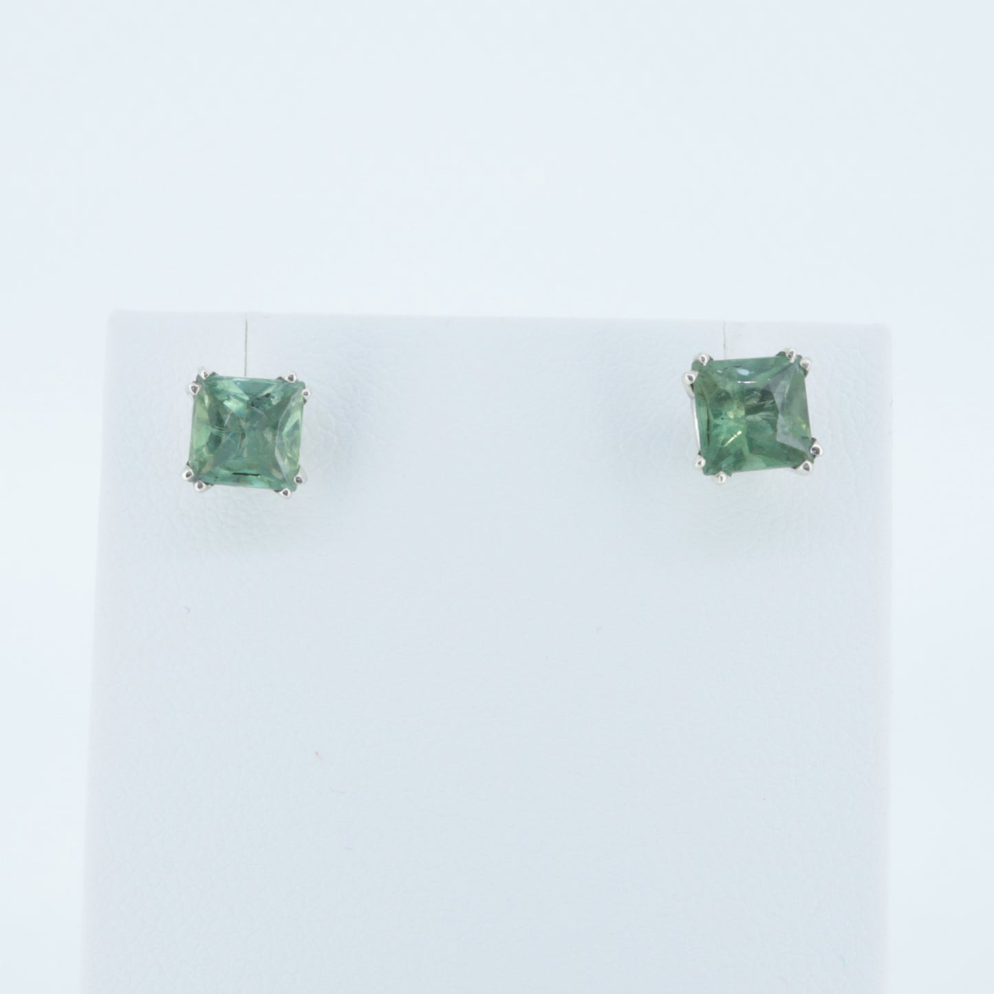 princess cut apatite silver earrings
