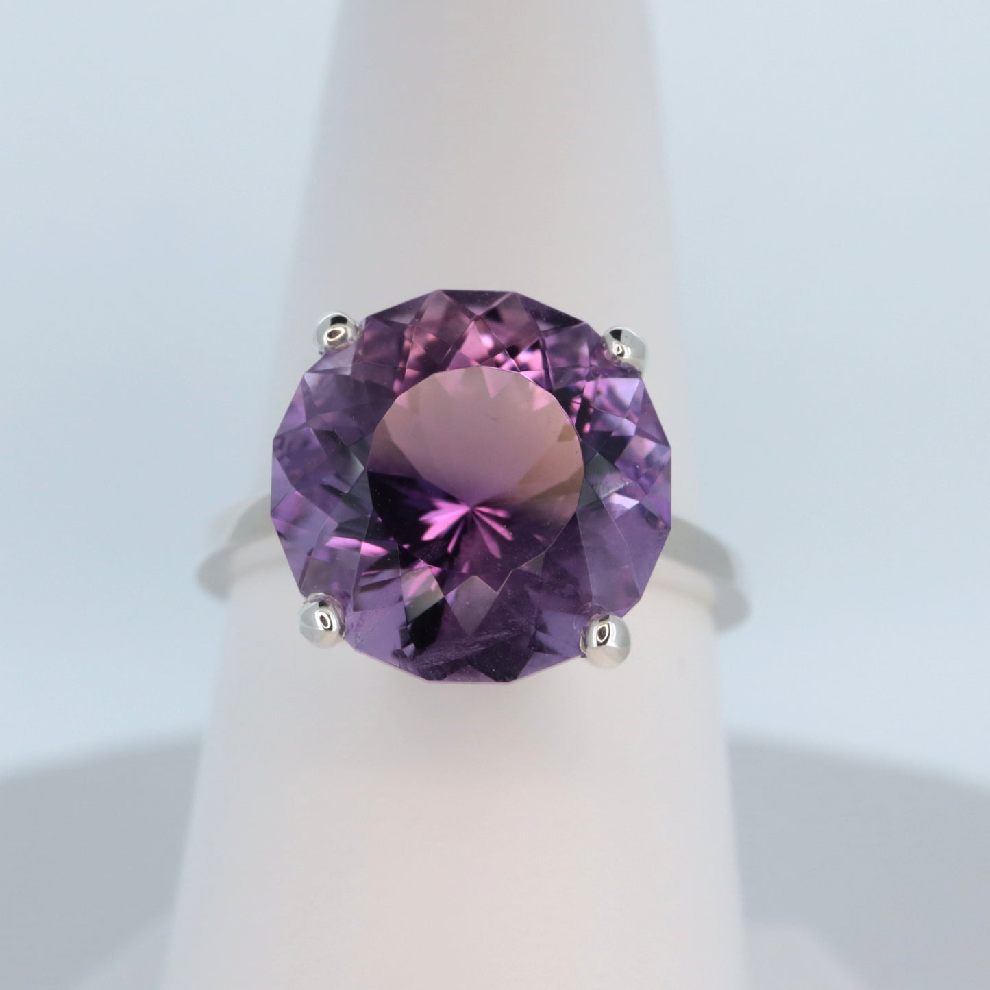 Amethyst 6.28ct 925 Sterling Silver Ring, featuring a stunning Portuguese Cut
