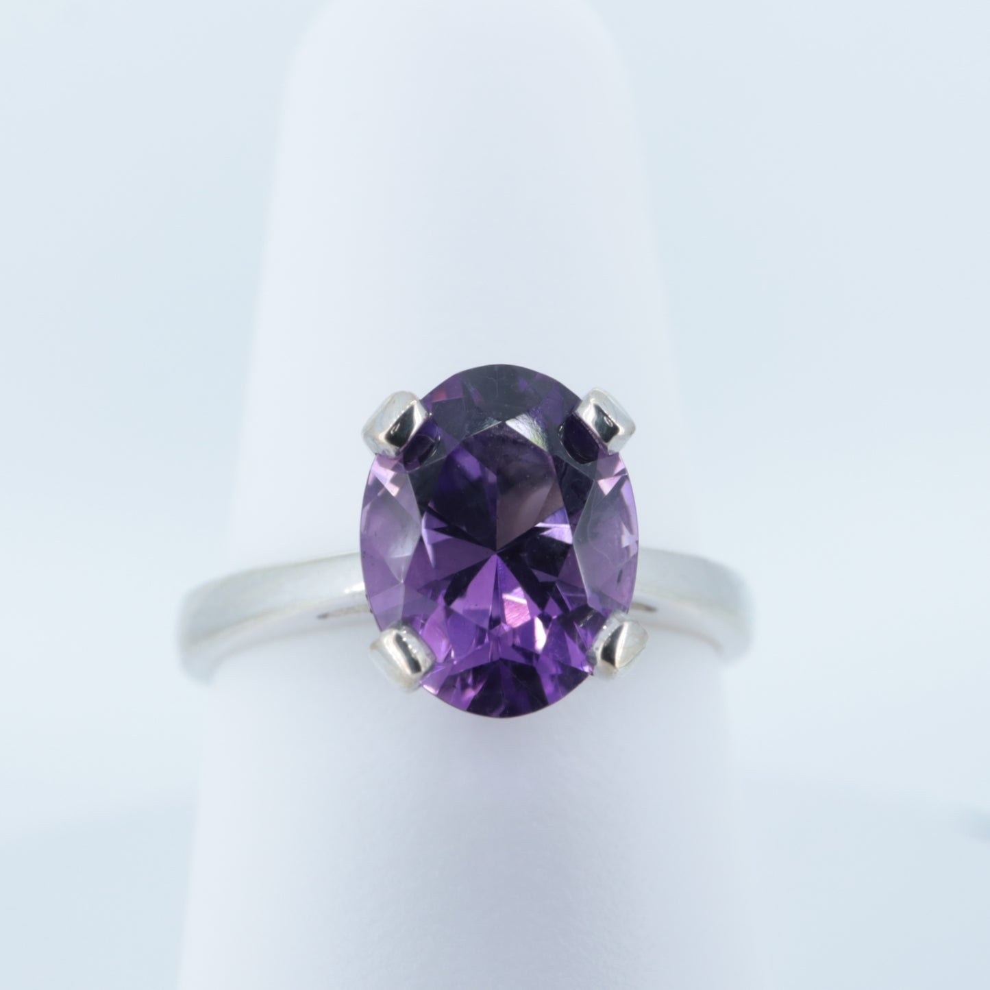 Elegant Amethyst Rose Cut Ring in 925 Sterling Silver - Size 6"