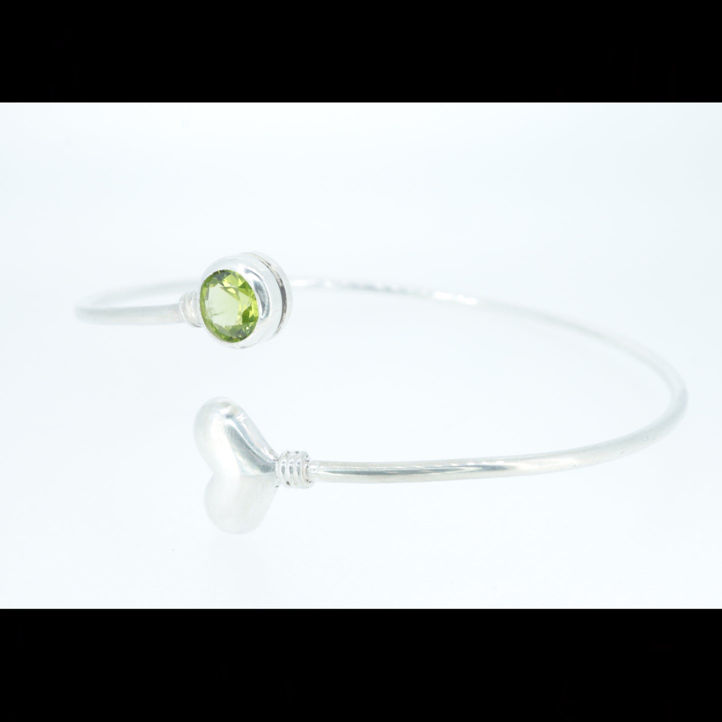 Peridot Silver Bracelet with Heart