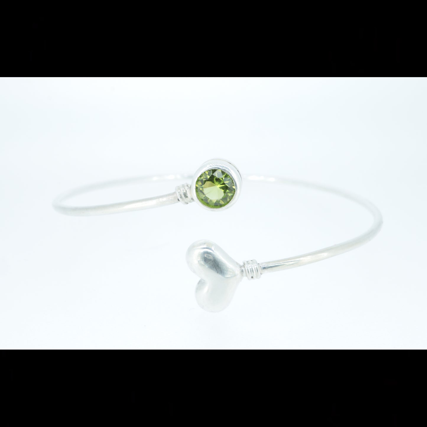 Peridot Silver Bracelet with Heart