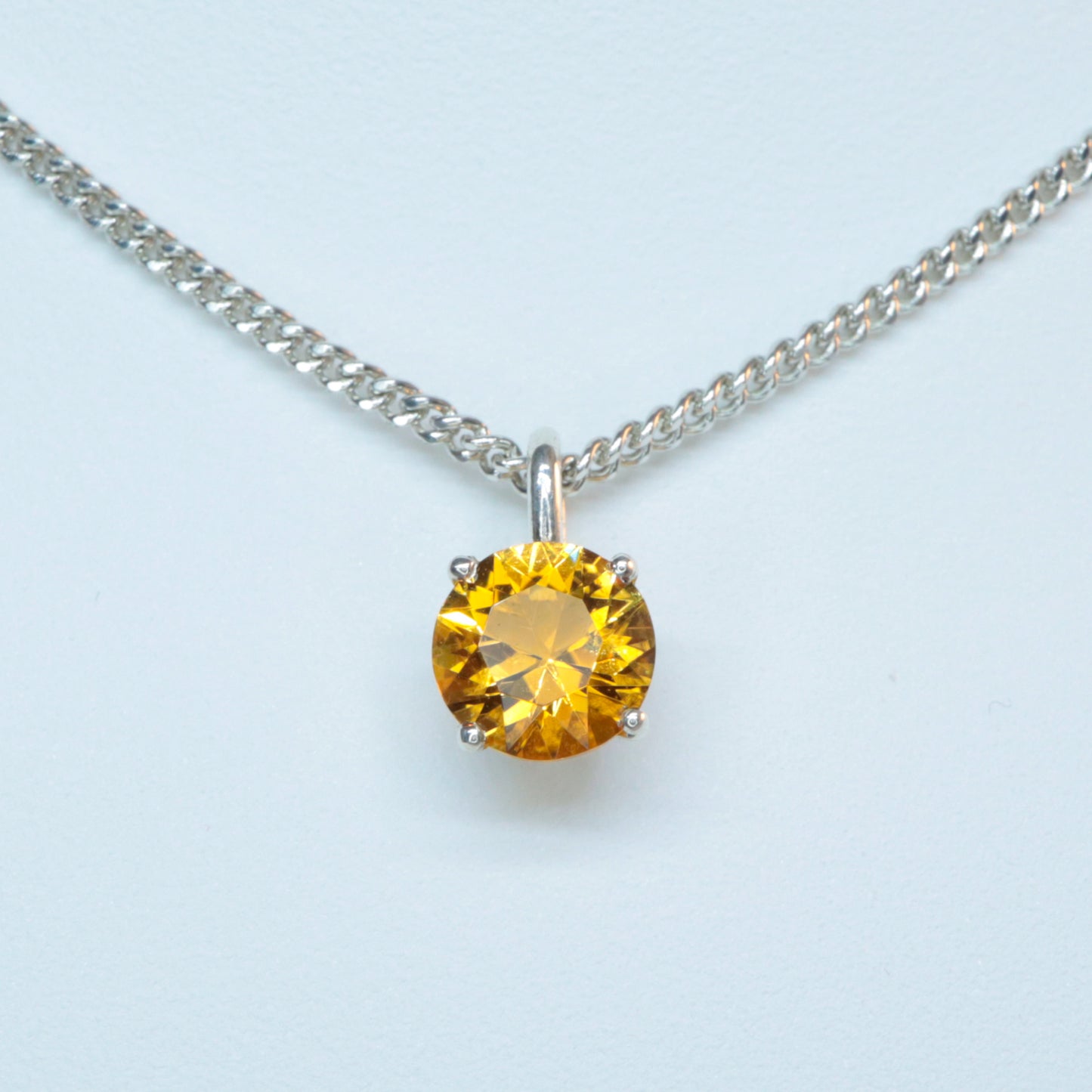 Citrine gemstone necklace / 925 Sterling Silver chain