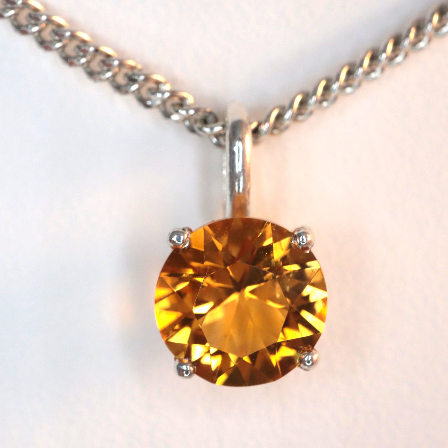 Citrine gemstone necklace / 925 Sterling Silver chain