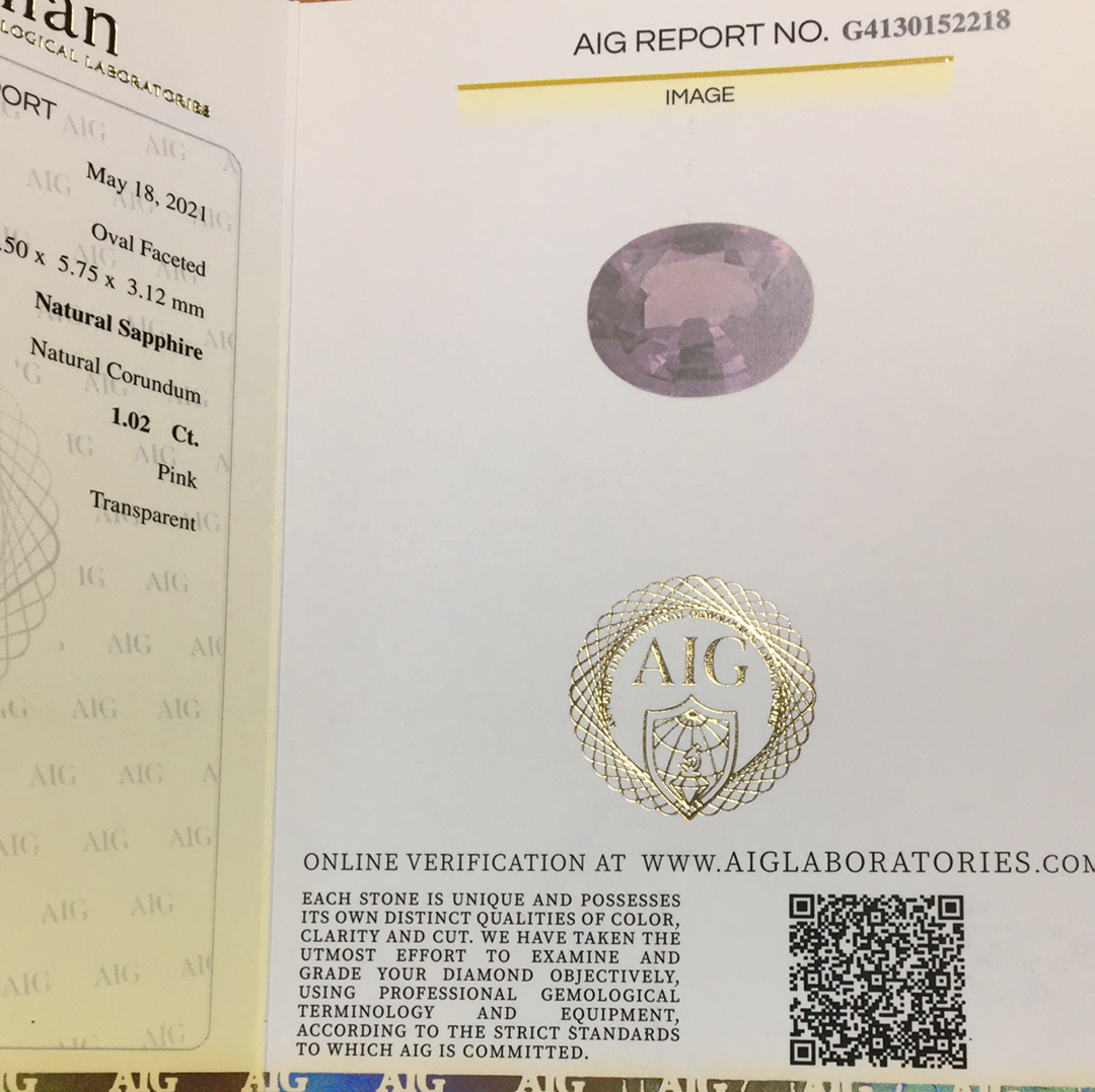 Certified Pink Sapphire 1.02ct
