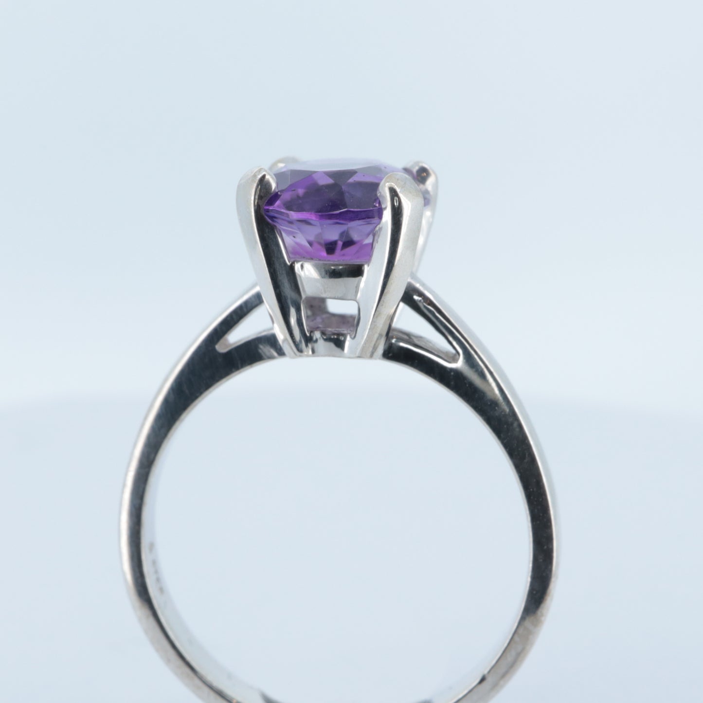 Elegant Amethyst Rose Cut Ring in 925 Sterling Silver - Size 6"