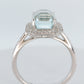 Aquamarine with diamond halo  14K White Gold Ring