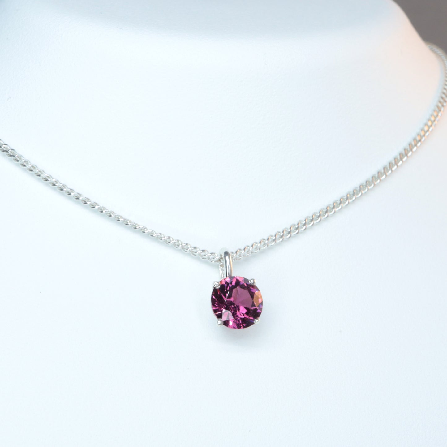 Rhodolite Garnet gemstone necklace / 925 Sterling Silver necklace