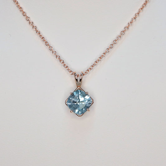 2.5ct Blue Topaz necklace / 14K Rose Gold